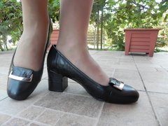Pantofi femei din piele box negru, 16230101-37