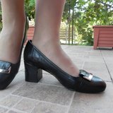 Pantofi femei din piele box negru, 16230101-37